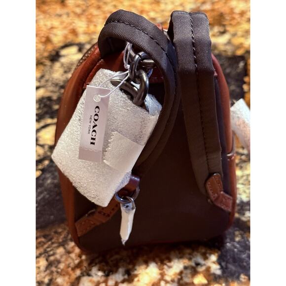 NWT COACH Mini Court Backpack Bag Charm BELL FLOWER PRINT F72955 Steel Blue - Picture 6 of 10